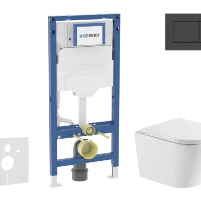 Geberit Duofix - komplekts priekšsienas elements, Nefia WC ar Softclose sēdekli un Sigma20 vadības plati, melns matēts/melns SANI11CA5162