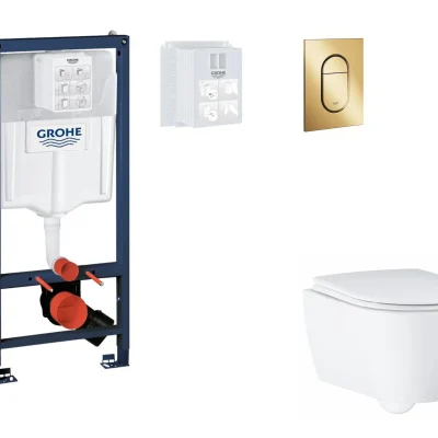 Grohe Rapid SL - komplekts priekšsienas elements, WC ar Softclose sēdekli un Arena Cosmopolitan S vadības plati, Cool Sunrise SANI11BB4140