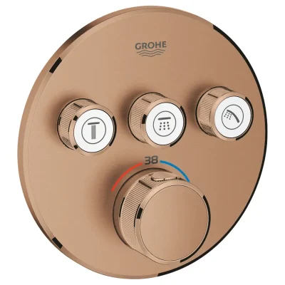 Grohe Grohtherm SmartControl - termostata dušas maisītājs - zemapmetuma ar 3 noslēgvārstiem, Warm Sunset matēti birstēts 29121DL0