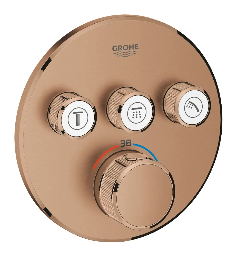 Grohe Grohtherm SmartControl - termostata dušas maisītājs - zemapmetuma ar 3 noslēgvārstiem, Warm Sunset matēti birstēts 29121DL0