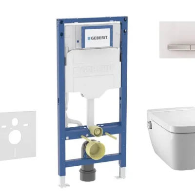 Geberit Duofix - komplekts priekšsienas elements, TECEone WC ar Softclose sēdekli un Sigma50 vadības plati, Alpu balts SANI11CT3107