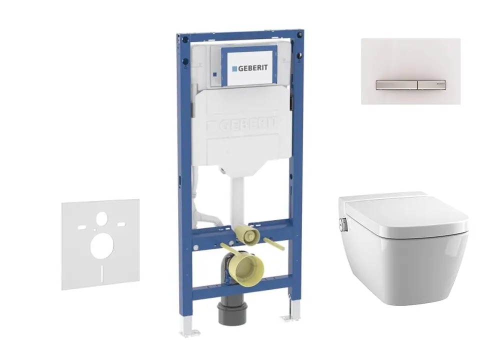 Geberit Duofix - komplekts priekšsienas elements, TECEone WC ar Softclose sēdekli un Sigma50 vadības plati, Alpu balts SANI11CT3107