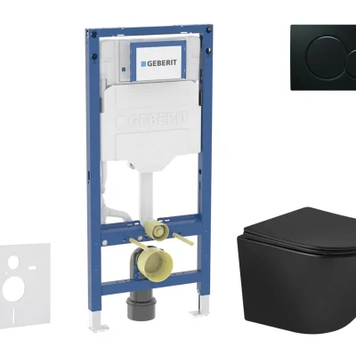 Geberit Duofix - komplekts ar priekšsienas elementu, WC Oudee ar Softclose sēdekli un Sigma01 vadības plati, melns SANI11CA5508