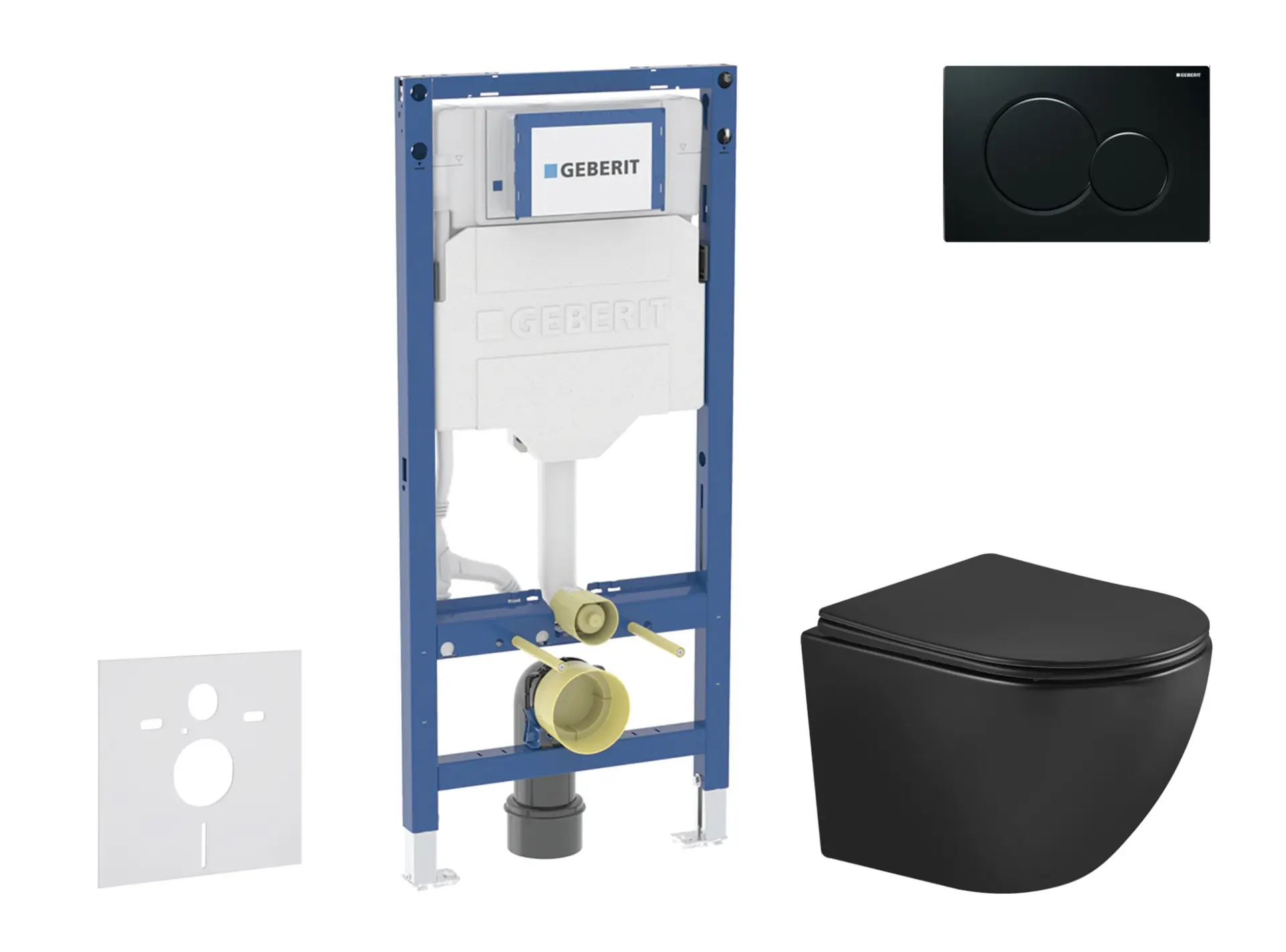Geberit Duofix - komplekts ar priekšsienas elementu, WC Oudee ar Softclose sēdekli un Sigma01 vadības plati, melns SANI11CA5508