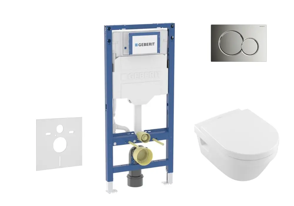 Geberit Duofix - komplekts priekšsienas montāžas elements, Architectura-WC ar Softclose sēdekli un Sigma01 vadības plati, spīdīgs hroms SANI11CK1101