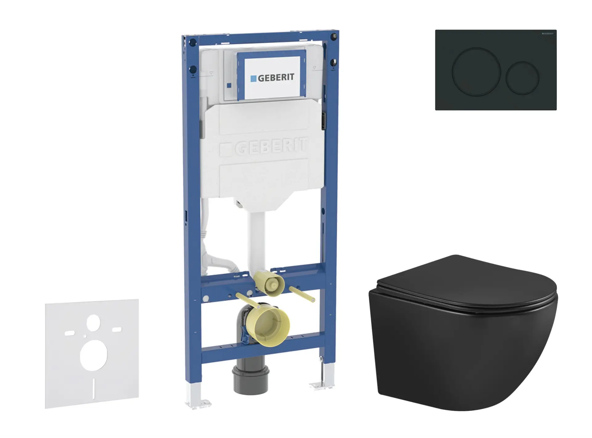 Geberit Duofix - komplekts ar priekšsienas elementu, WC Oudee ar Softclose sēdekli un Sigma20 vadības plati, melns matēts/melns SANI11CA5504