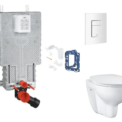 Grohe Uniset - priekšsienas elementa komplekts, WC ar SoftClose sēdekli, vadības plati Skate Cosmopolitan un Fresh pārbūves komplektu, Alpu balts SANI15BB3117
