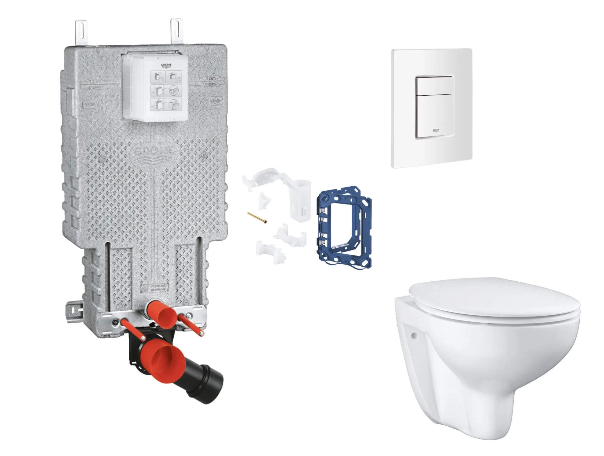 Grohe Uniset - priekšsienas elementa komplekts, WC ar SoftClose sēdekli, vadības plati Skate Cosmopolitan un Fresh pārbūves komplektu, Alpu balts SANI15BB3117