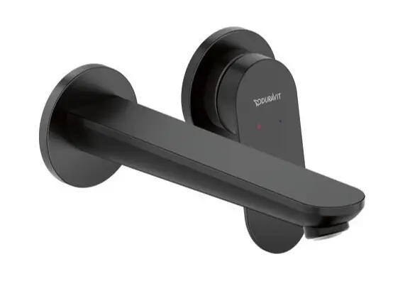 Duravit Wave - zemapmetuma izlietnes maisītājs, 2 caurumu montāža, matēti melns WA1070004046