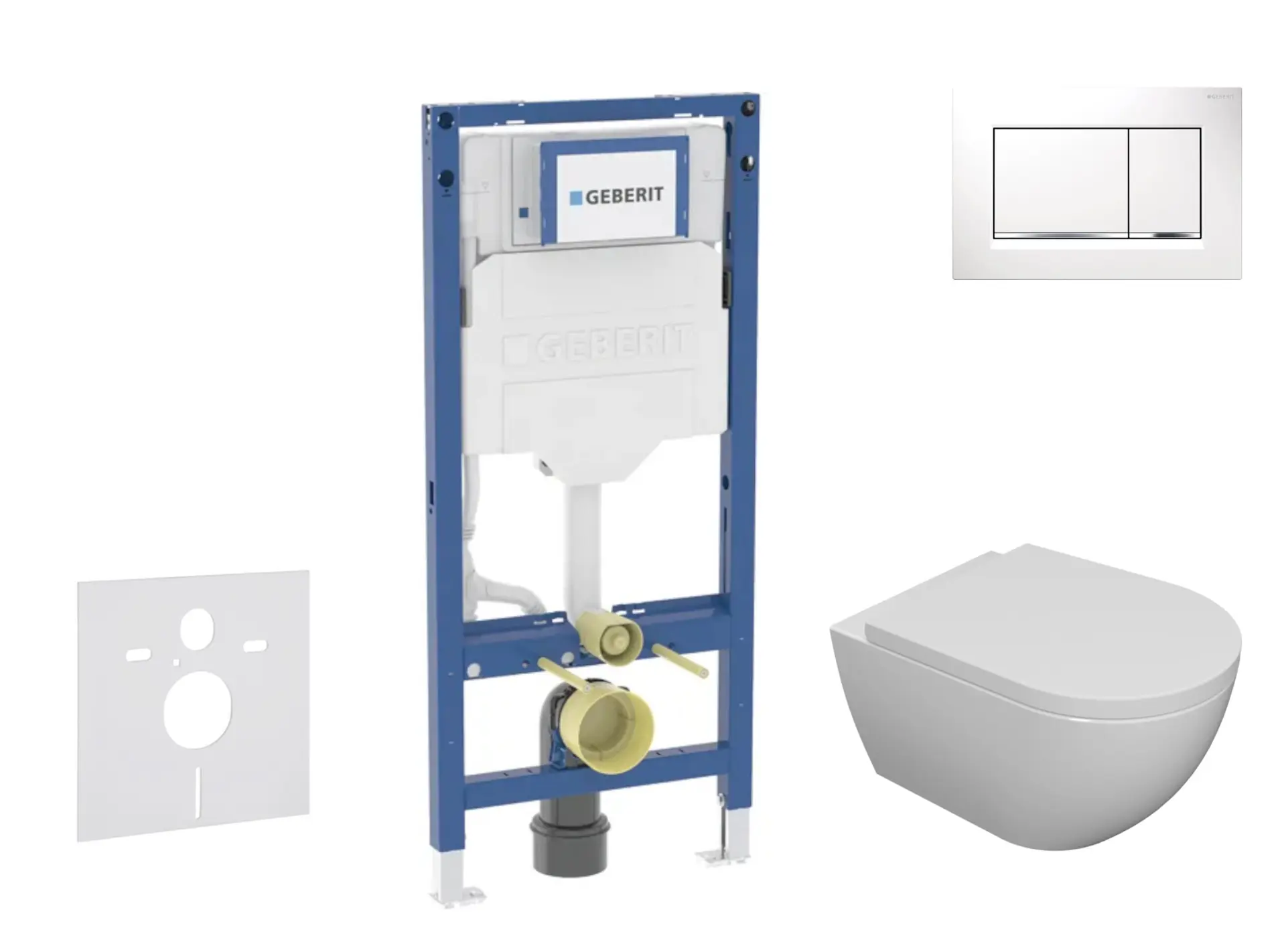Geberit Duofix - komplekts priekšsienas elements, Oudee WC ar SoftClose sēdekli un Sigma20 vadības plati, balts/hroms SANI11CA3101B