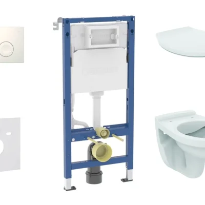 Geberit Duofix - komplekts priekšsienas montāžas elements, Alpha-WC ar sēdekli un Delta21 vadības plati, Alpu balts SANI11CD3140
