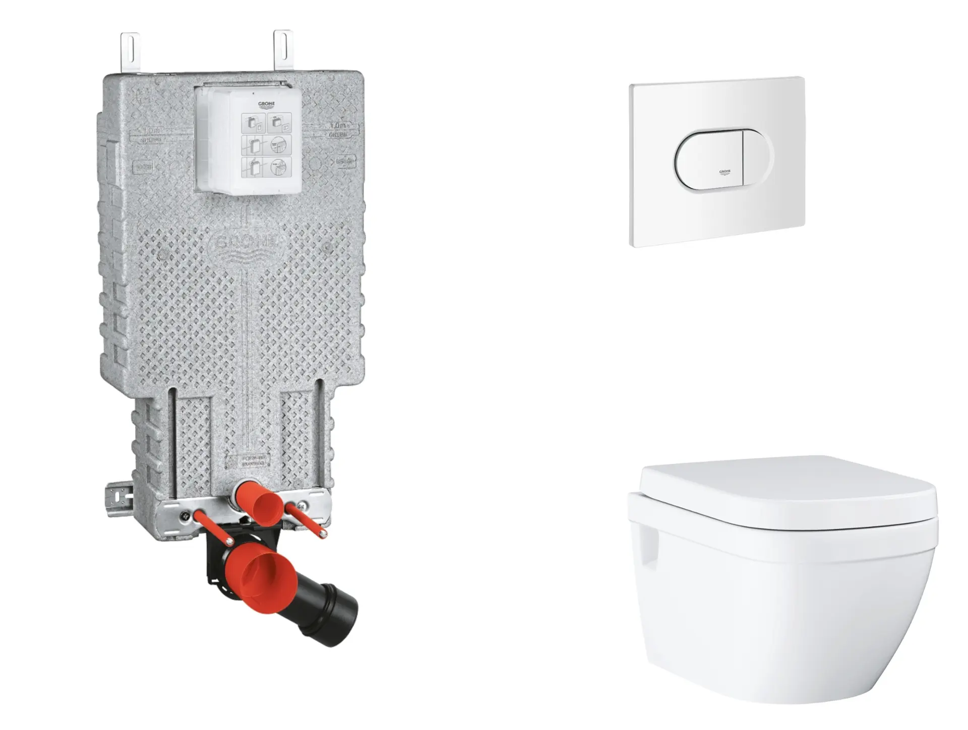 Grohe Uniset - komplekts priekšsienas elements, WC ar SoftClose sēdekli un Arena Cosmopolitan vadības plati, Alpu balts SANI15BB3112
