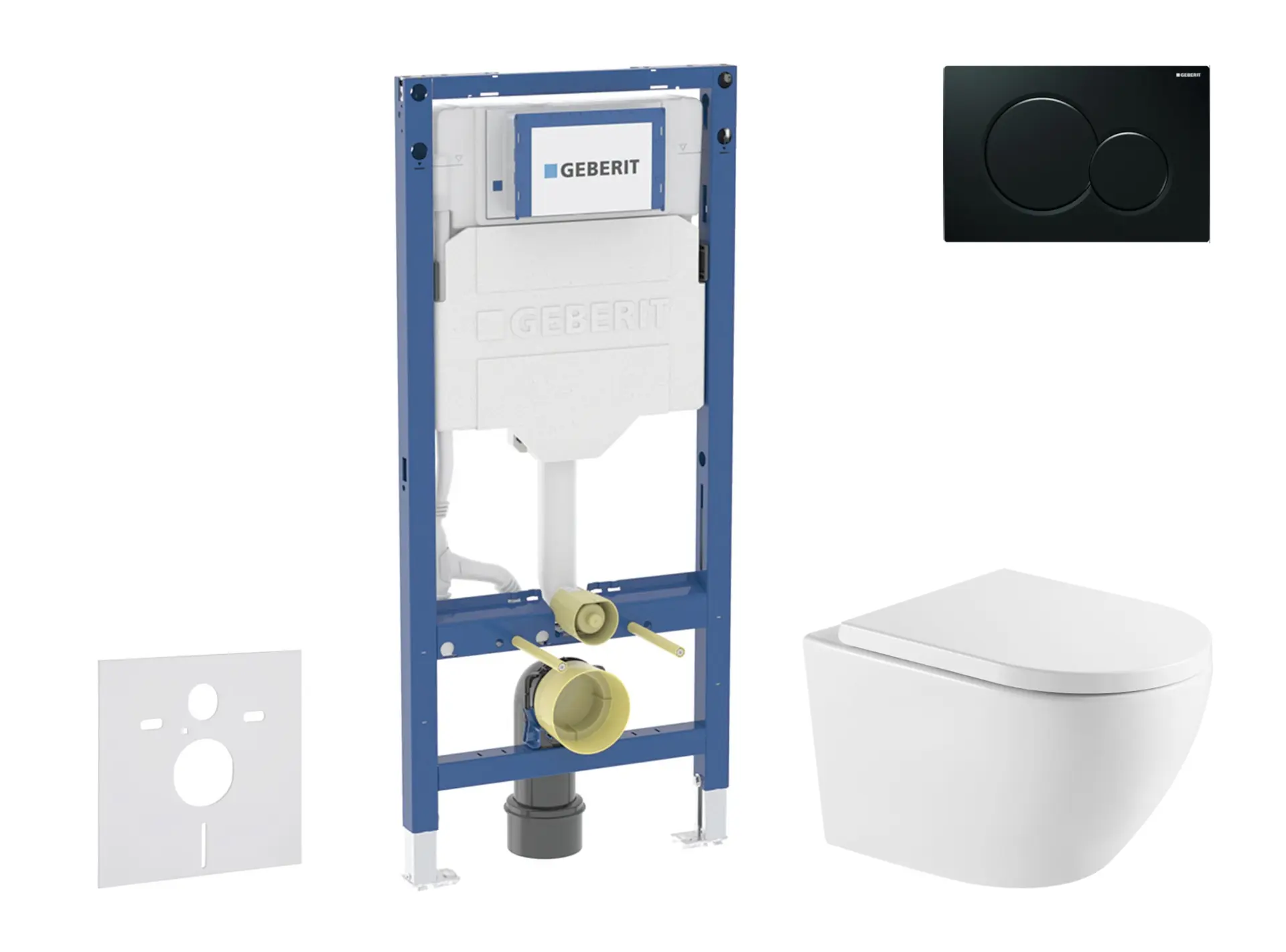 Geberit Duofix - komplekts priekšsienas elements, WC Oudee ar Softclose sēdekli un Sigma01 vadības plati, melns SANI11CA5179