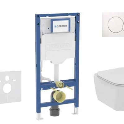 Geberit Duofix - komplekts ar priekšsienas elementu, Tesi-WC ar Softclose sēdekli un Sigma01 vadības plati, alpu balts SANI11CD3108