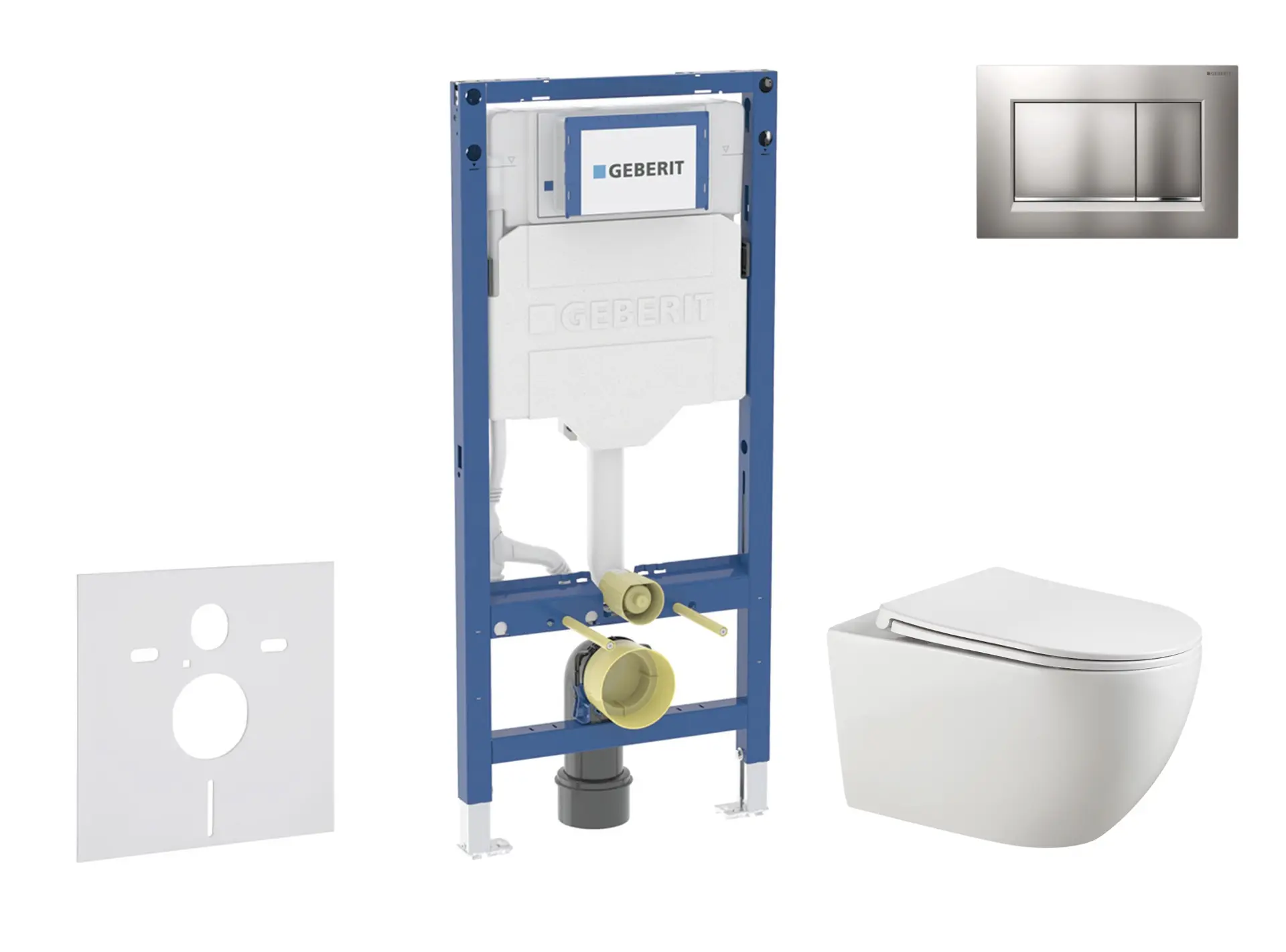 Geberit Duofix - komplekts priekšsienas elements, Gaia-WC ar Softclose sēdekli un Sigma20 vadības plati, hroms matēts/hroms SANI11CA1134B