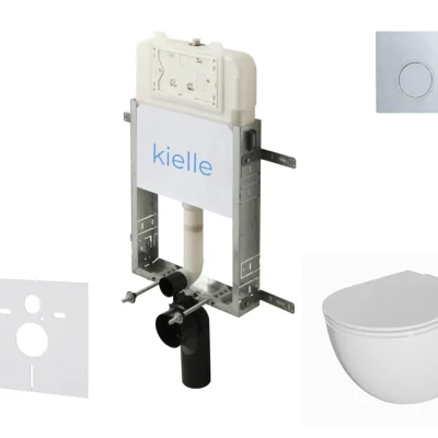 kielle Genesis New - komplekts priekšsienas uzstādīšanai, WC Oudee, Rimless, Softclose sēdeklis un vadības plate Gemini New II, augsti spīdīgs hroms 30528SZ05