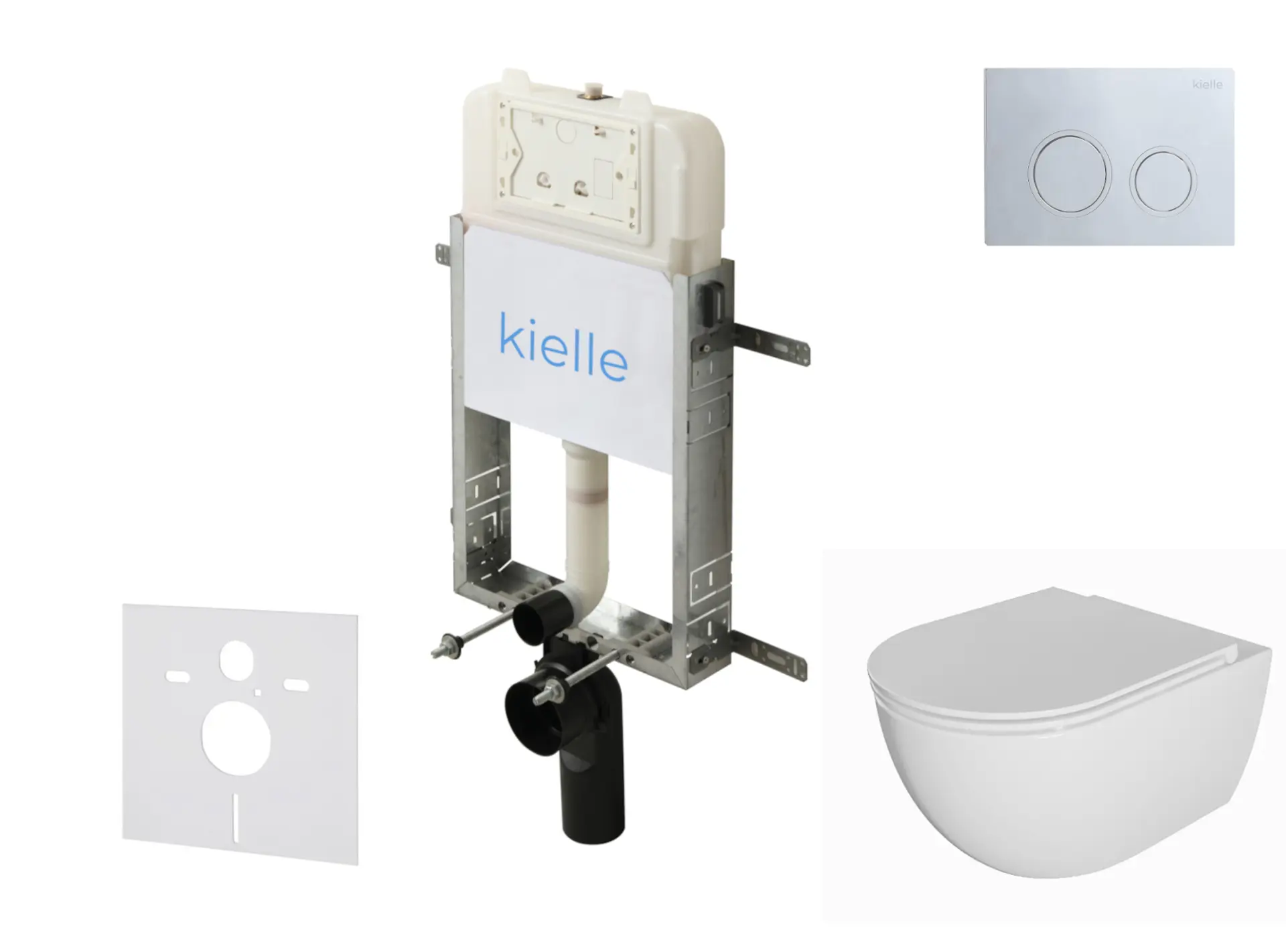 kielle Genesis New - komplekts priekšsienas uzstādīšanai, WC Oudee, Rimless, Softclose sēdeklis un vadības plate Gemini New II, augsti spīdīgs hroms 30528SZ05