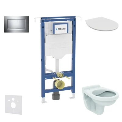 Geberit Duofix - komplekts, priekšsienas elements, Alpha-WC ar sēdekli un Sigma20 vadības plati, hroms SANI11CD1106