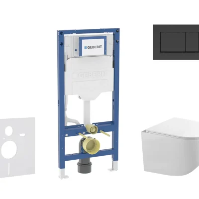 Geberit Duofix - komplekts priekšsienas elements, Gaia WC ar SoftClose sēdekli un Sigma20 vadības plati, melns matēts/melns SANI11CA5105B