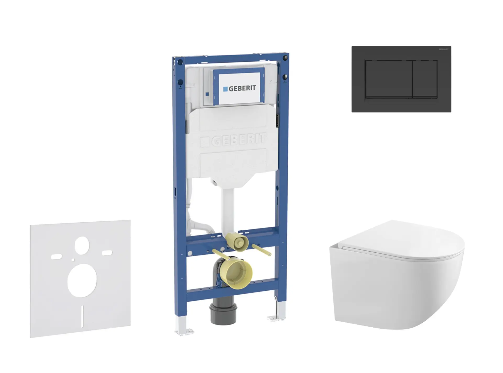 Geberit Duofix - komplekts priekšsienas elements, Gaia WC ar SoftClose sēdekli un Sigma20 vadības plati, melns matēts/melns SANI11CA5105B