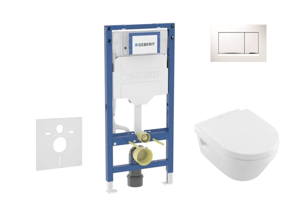 Geberit Duofix - komplekts ar priekšsienas elementu, Architectura WC ar Softclose sēdekli un Sigma20 vadības plati, balts/hroms SANI11CK3104