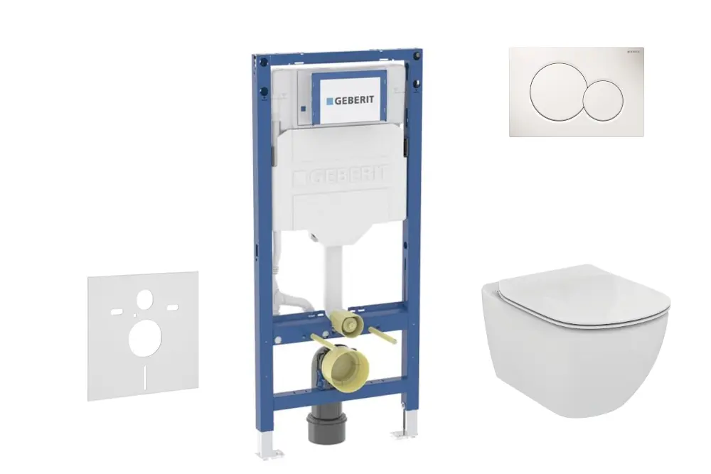 Geberit Duofix - komplekts ar priekšsienas elementu, Tesi-WC ar sēdekli un Sigma01 vadības plati, alpu balts SANI11CD3116