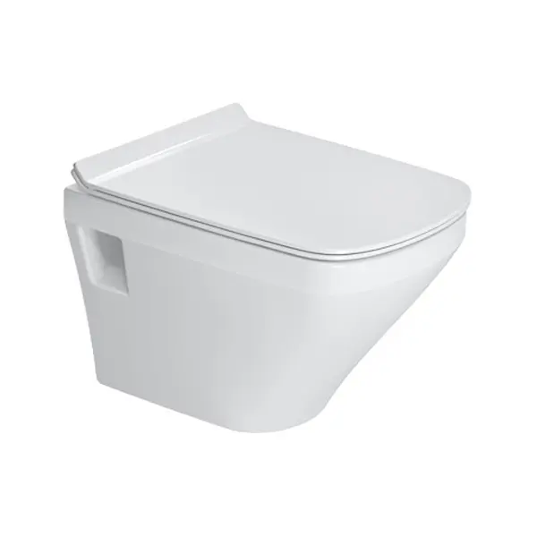 Duravit DuraStyle - piekaramais tualetes pods Compact ar WC sēdekli SoftClose, Rimless, alpu balts 45710900A1