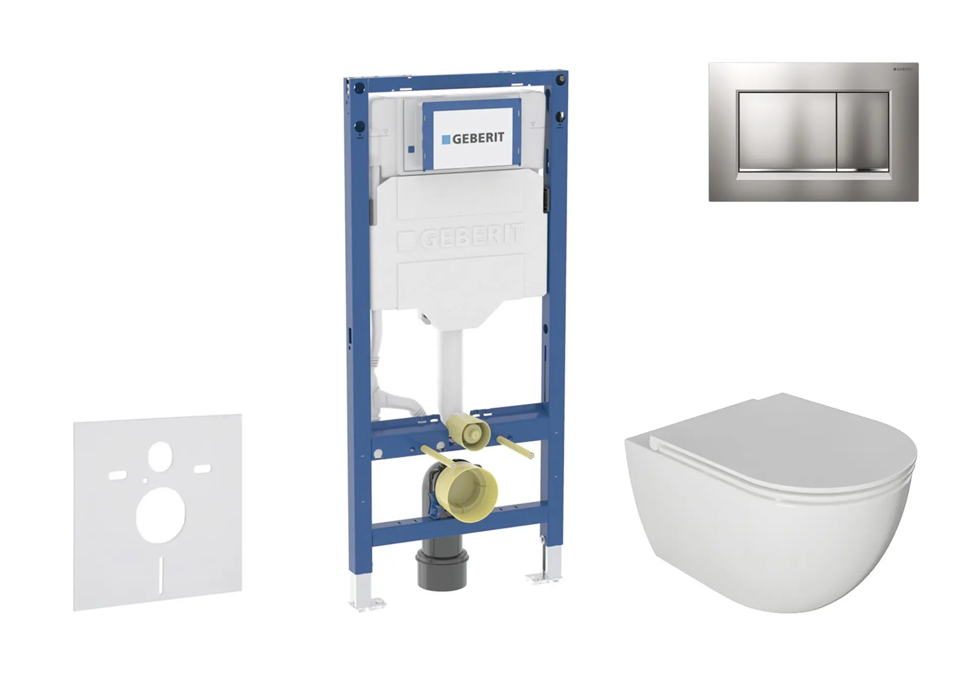 Geberit Duofix - priekšsienas elementa komplekts, WC Oudee ar Softclose sēdekli un Sigma20 vadības plāksni, hroms matēti lakots/hroms SANI11CA1122B