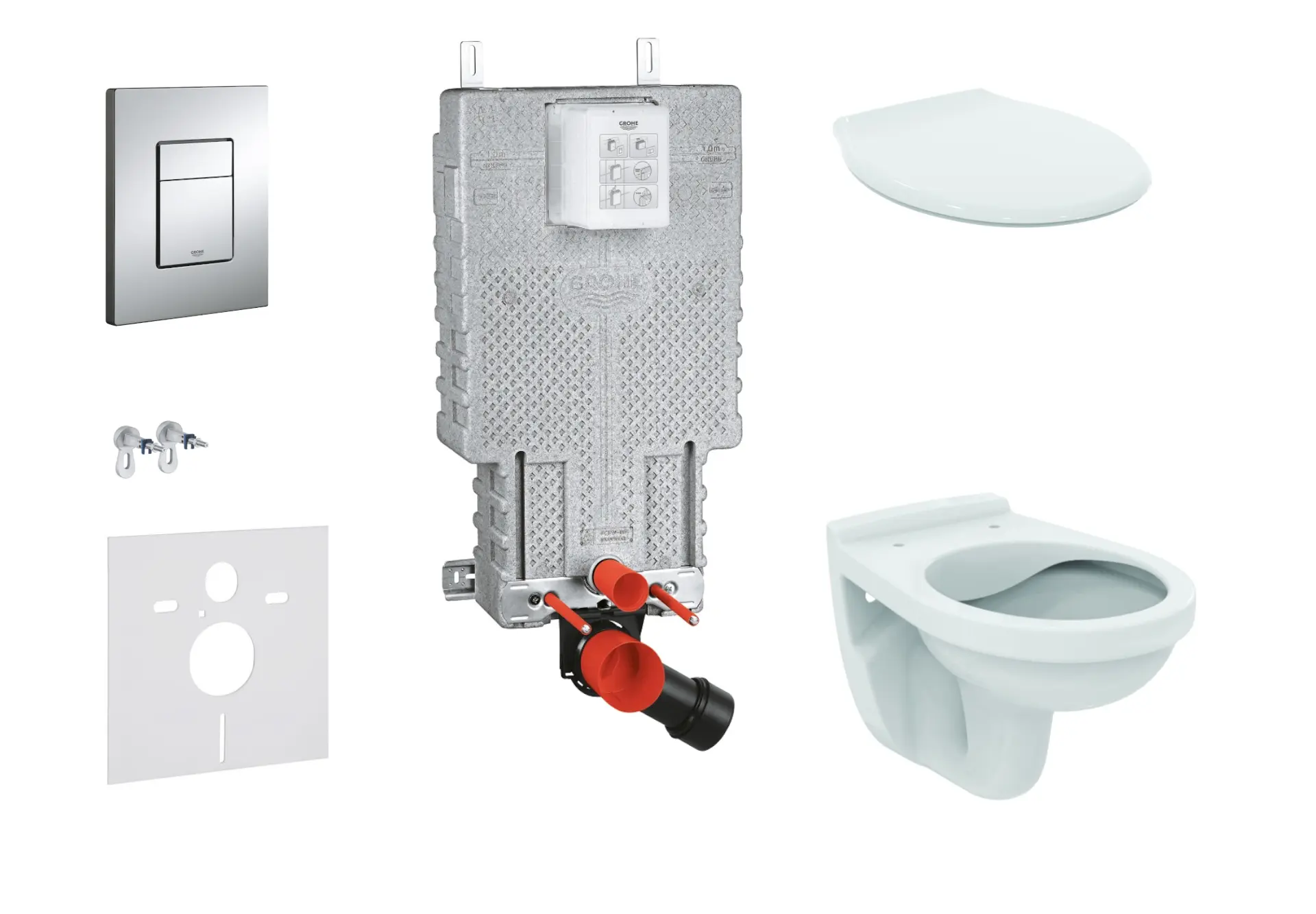 Grohe Uniset - iebūves elementu komplekts, WC Alpha ar sēdekli, vadības plate Skate Cosmopolitan, hroms 38643SET-KR