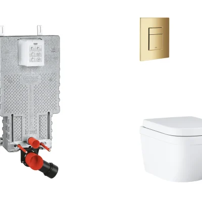 Grohe Uniset - komplekts ar priekšsienas elementu, WC ar SoftClose sēdekli un Skate Cosmopolitan vadības plati, Triple Vortex, Cool Sunrise SANI15BB4107
