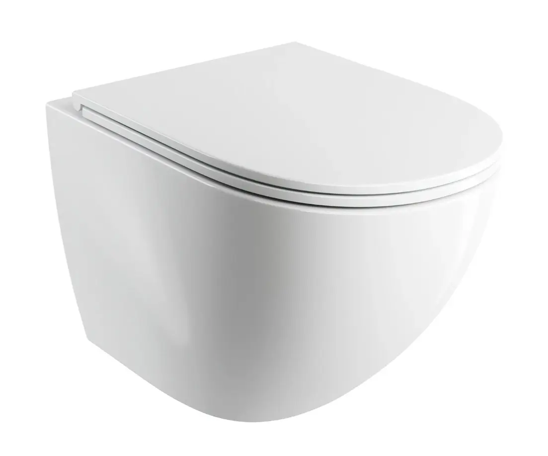 OMNIRES Ottawa Comfort - pie sienas stiprināms WC ar SoftClose sēdekli, Rimless, spīdīgi balts OTTAWACSPMWBP