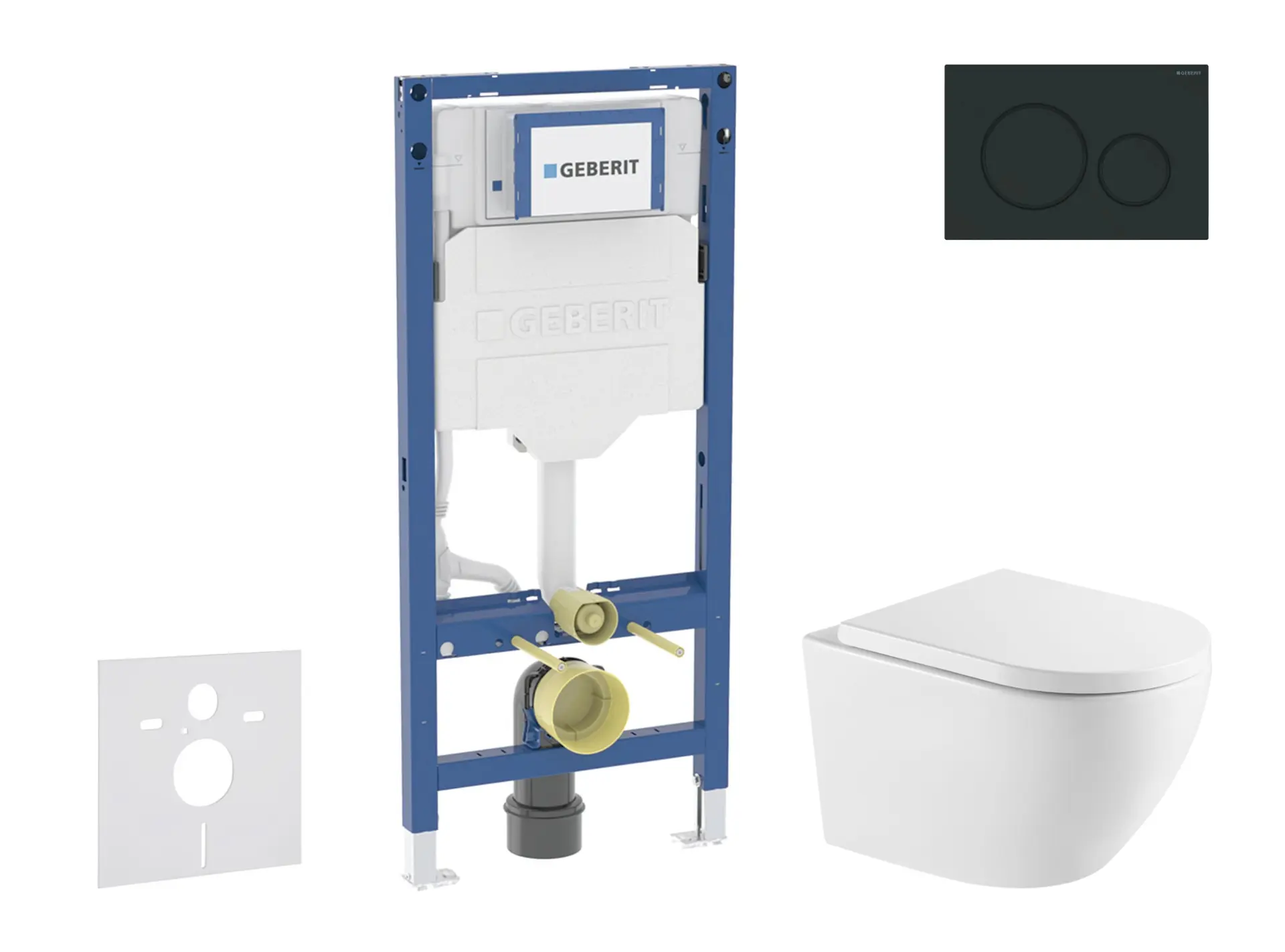 Geberit Duofix - komplekts ar priekšsienas elementu, WC Oudee ar SoftClose sēdekli un Sigma20 vadības plati, melns matēts/melns SANI11CA5175