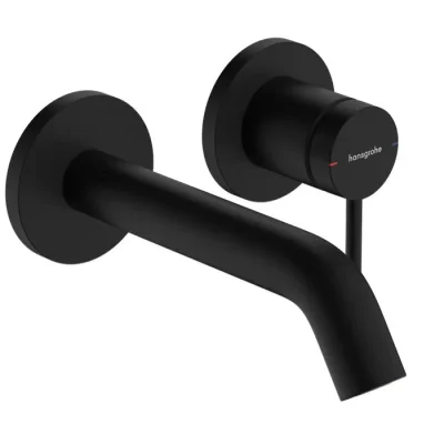 Hansgrohe Tecturis S - zemapmetuma izlietnes maisītājs, ar noteces komplektu, 2 caurumu montāža, EcoSmart, matēti melns 73350670