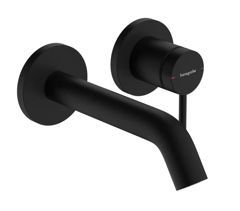 Hansgrohe Tecturis S - zemapmetuma izlietnes maisītājs, ar noteces komplektu, 2 caurumu montāža, EcoSmart, matēti melns 73350670