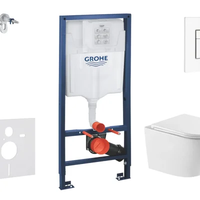 Grohe Rapid SL - komplekts priekšsienas elements, WC Oudee ar Softclose sēdekli un Skate Cosmopolitan vadības plati, Alpu balts SANI11BA3113