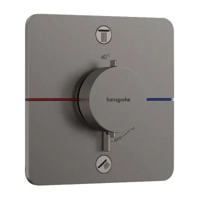Hansgrohe ShowerSelect Comfort - zemapmetuma termostata maisītājs 2 patērētājiem, hroms melns birstēts 15583340