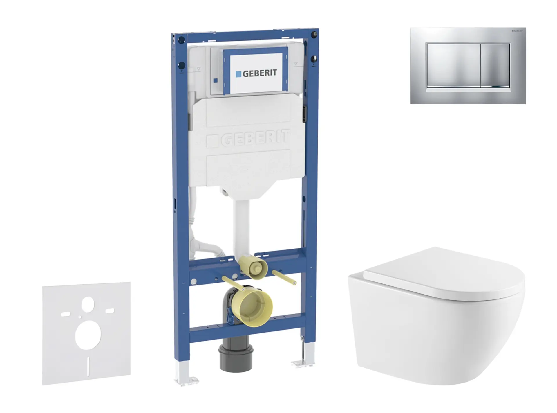 Geberit Duofix - komplekts ar priekšsienas elementu, WC Oudee un SoftClose sēdekli, Sigma20 vadības plati, lakots hroms matēts/hroms SANI11CA2112
