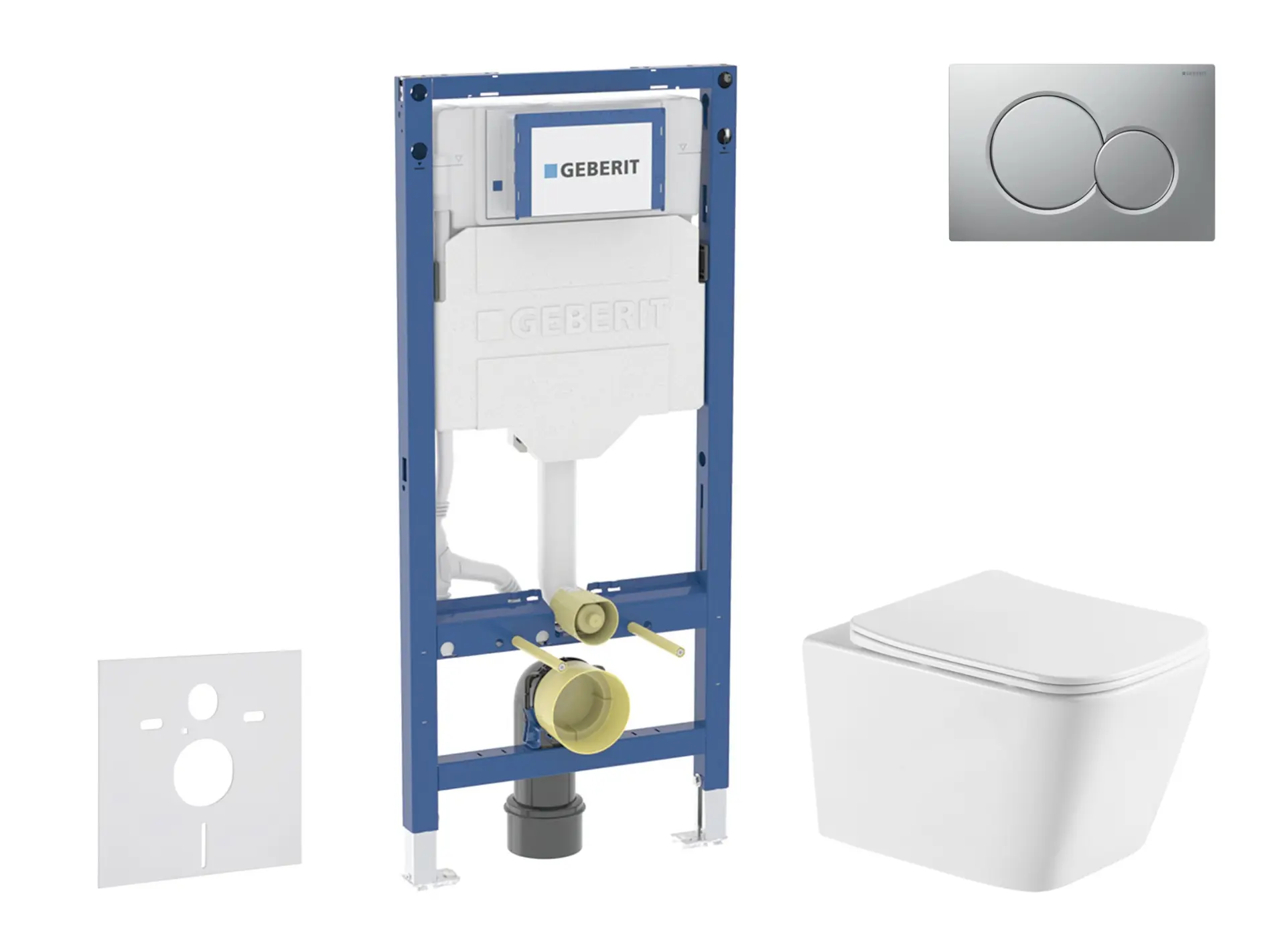 Geberit Duofix - komplekts, priekšsienas elements, Arkas I-WC ar SoftClose sēdekli un Sigma01 vadības plati, hroms matēts lakots SANI11CA2116