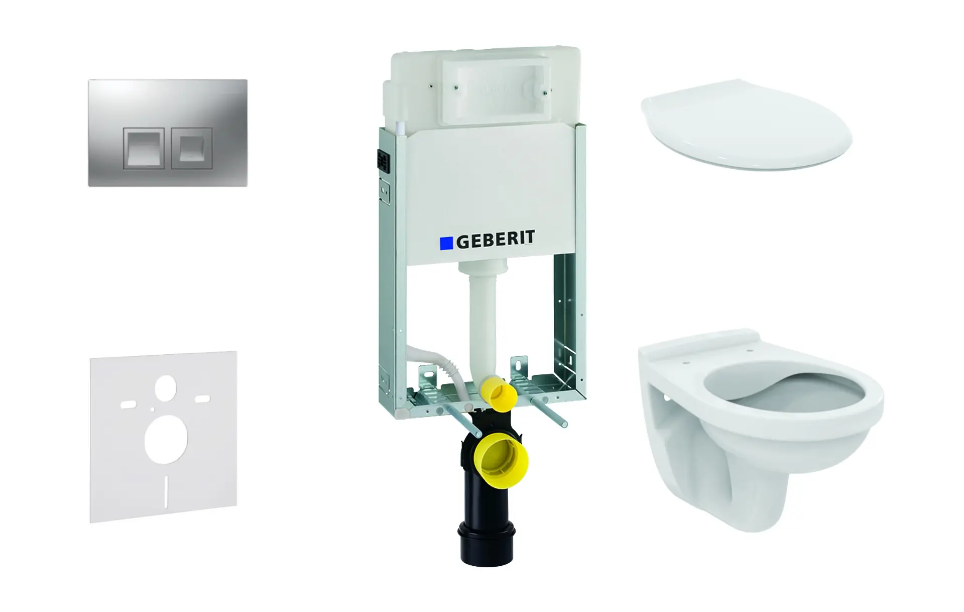 Geberit Kombifix - uzstādīšanas elements piekaramajam WC Alpha ar WC sēdekli, ar vadības plati Delta35, matēts hroms 110.100.00.1 NR6