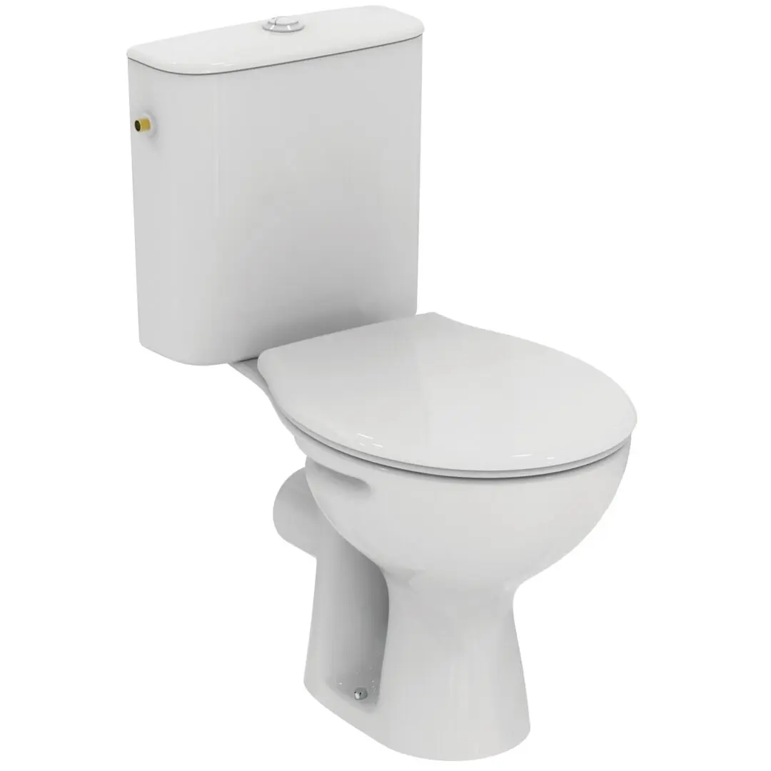 Ideal Standard Alpha - WC kombipods ar sēdekli, Vario izvads, ūdens pieslēgums sānos, balta W333401