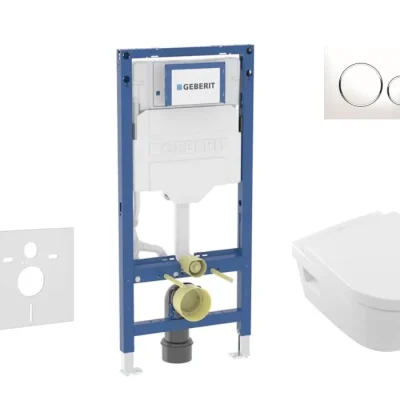 Geberit Duofix - komplekts ar priekšsienas elementu, Architectura WC ar Softclose sēdekli un Sigma20 vadības plati, balts/hroms SANI11CK3103