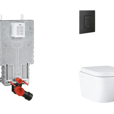 Grohe Uniset - komplekts zemapmetuma elements, WC ar Softclose sēdekli un Even vadības plati, Triple Vortex, phantom black SANI15BB5104