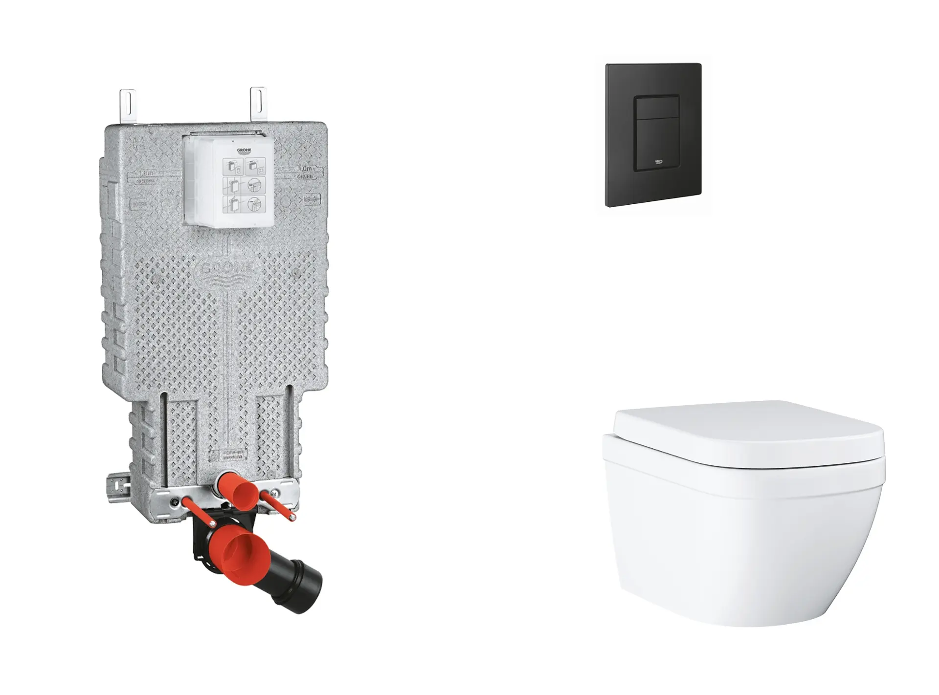 Grohe Uniset - komplekts zemapmetuma elements, WC ar Softclose sēdekli un Even vadības plati, Triple Vortex, phantom black SANI15BB5104