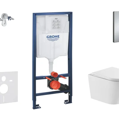 Grohe Rapid SL - sienas montāžas komplekts, tualete Nefia un Softclose sēdeklis, Skate Cosmopolitan vadības plate, hroms SANI11BA1108
