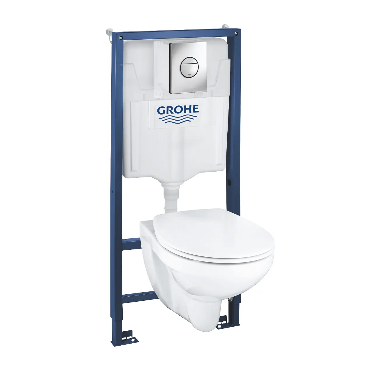 Grohe Solido - komplekts piekarināmam WC – WC + WC sēdeklis Softclose Bau Ceramic, Sail poga, hroms 39499000
