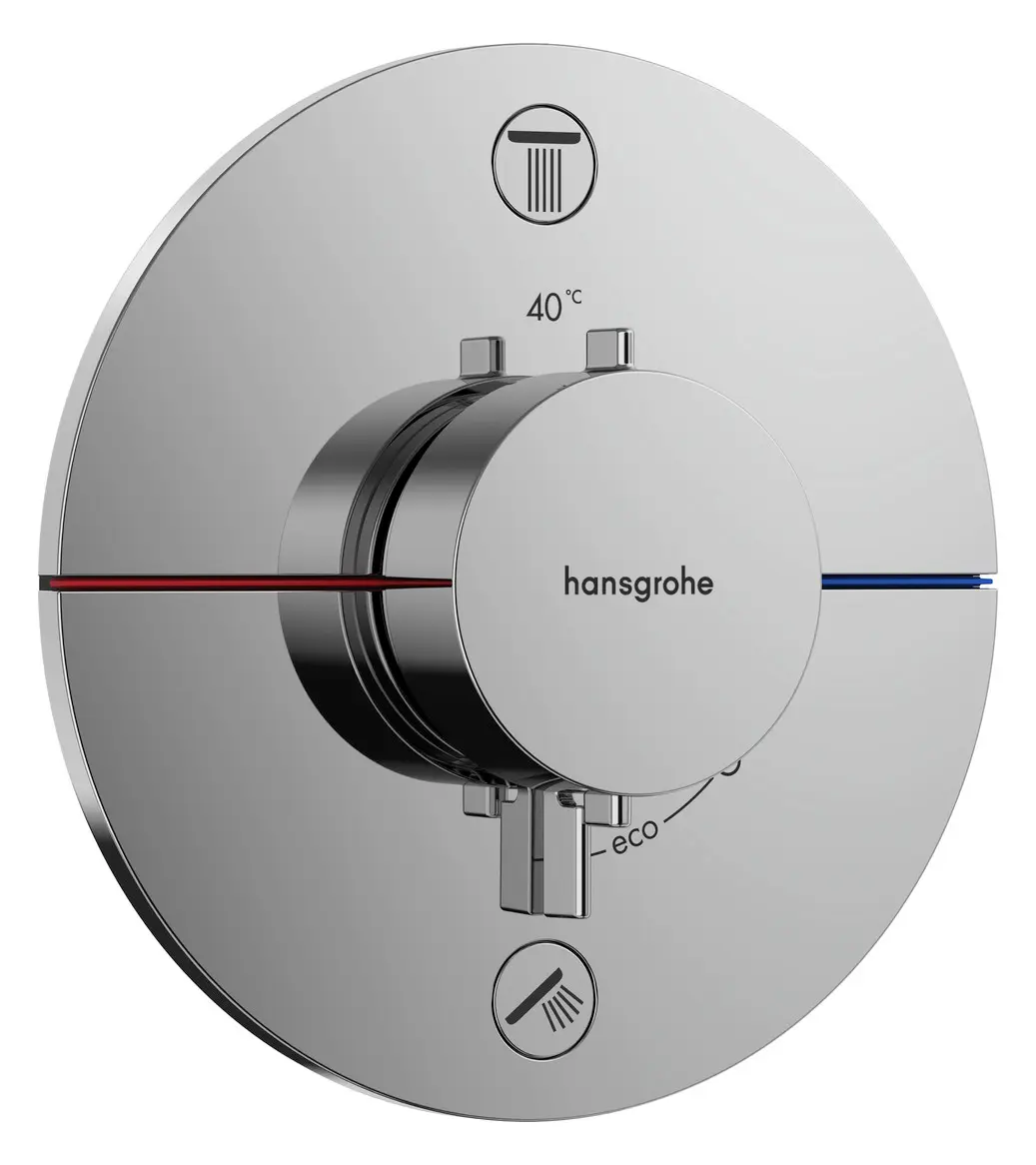 Hansgrohe ShowerSelect Comfort - zemapmetuma termostata maisītājs 2 patērētājiem, hroms 15556000