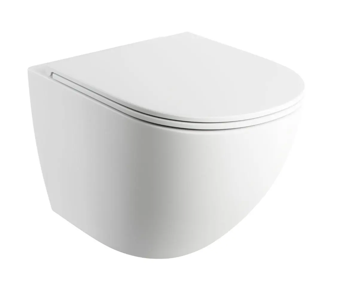OMNIRES Ottawa - pie sienas stiprināms WC ar SoftClose sēdekli, Rimless, balts matēts OTTAWAMWBM