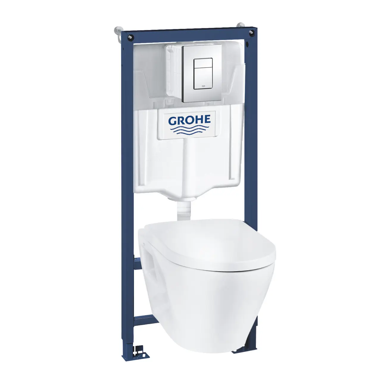 Grohe Solido - komplekts piekaramajam WC + Klosett Bau Ceramic un WC sēdeklis softclose, vadības plate Skate Cosmopolitan, hroms 39186000