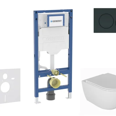 Geberit Duofix - komplekts priekšsienas elements, WC Oudee ar Softclose sēdekli un Sigma20 vadības plati, melns spīdīgs/melns matēts SANI11CA5131B