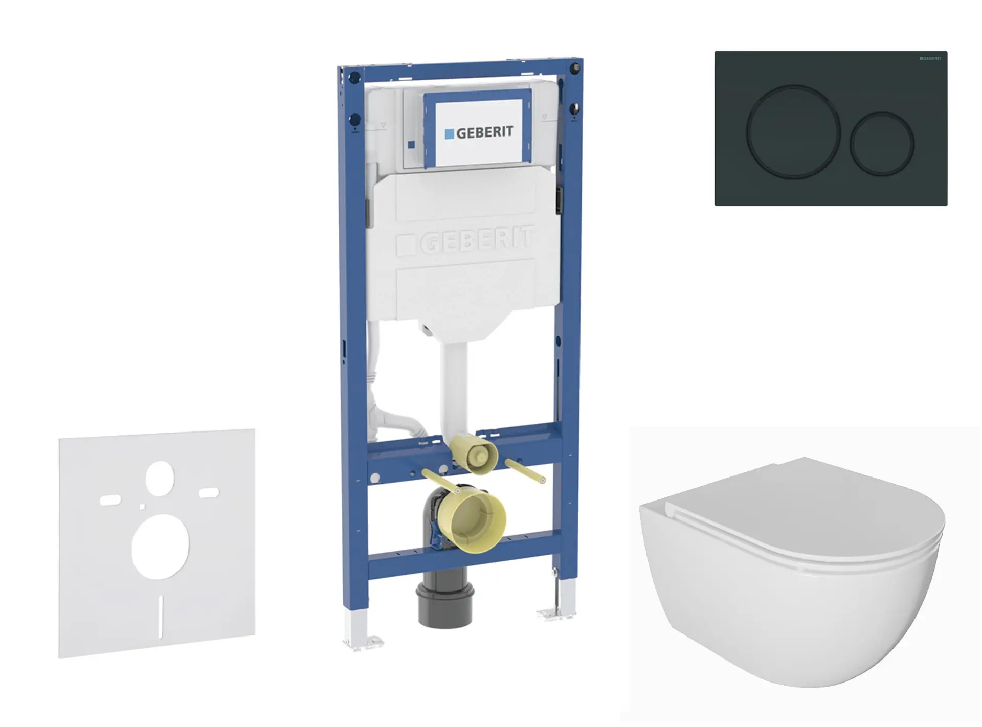 Geberit Duofix - komplekts priekšsienas elements, WC Oudee ar Softclose sēdekli un Sigma20 vadības plati, melns spīdīgs/melns matēts SANI11CA5131B